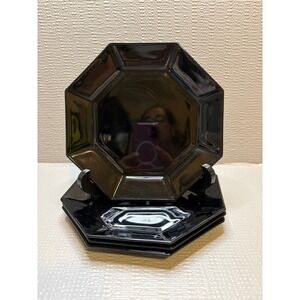Set of 4 Arcoroc France Octime Black Octagon Glass Salad Dessert Plates 7.5in